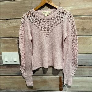 Saltwater LUXE Light Pink Crochet Sweater Size Small